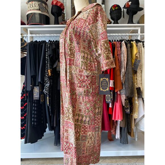 vintage 1950s atomic print smock, 50s housecoat robe loungewear, rockabilly 38 - Picture 9 of 10